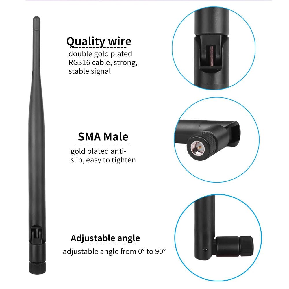 4G LTE Cellular Trail Camera Antenna 5dBi SMA Male Antenna Compatible with 4G LTE Hotspot Router AT&T MF279, Wireless Modem, Wireless Home Phone