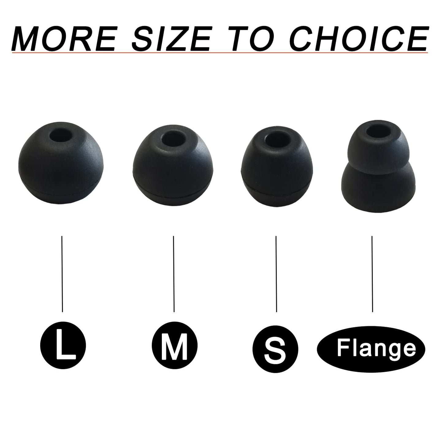 Silicone Replacement Ear Tips for Beats Flex, X, Powerbeats - Double Flange, Rubber, 8 Pairs Black