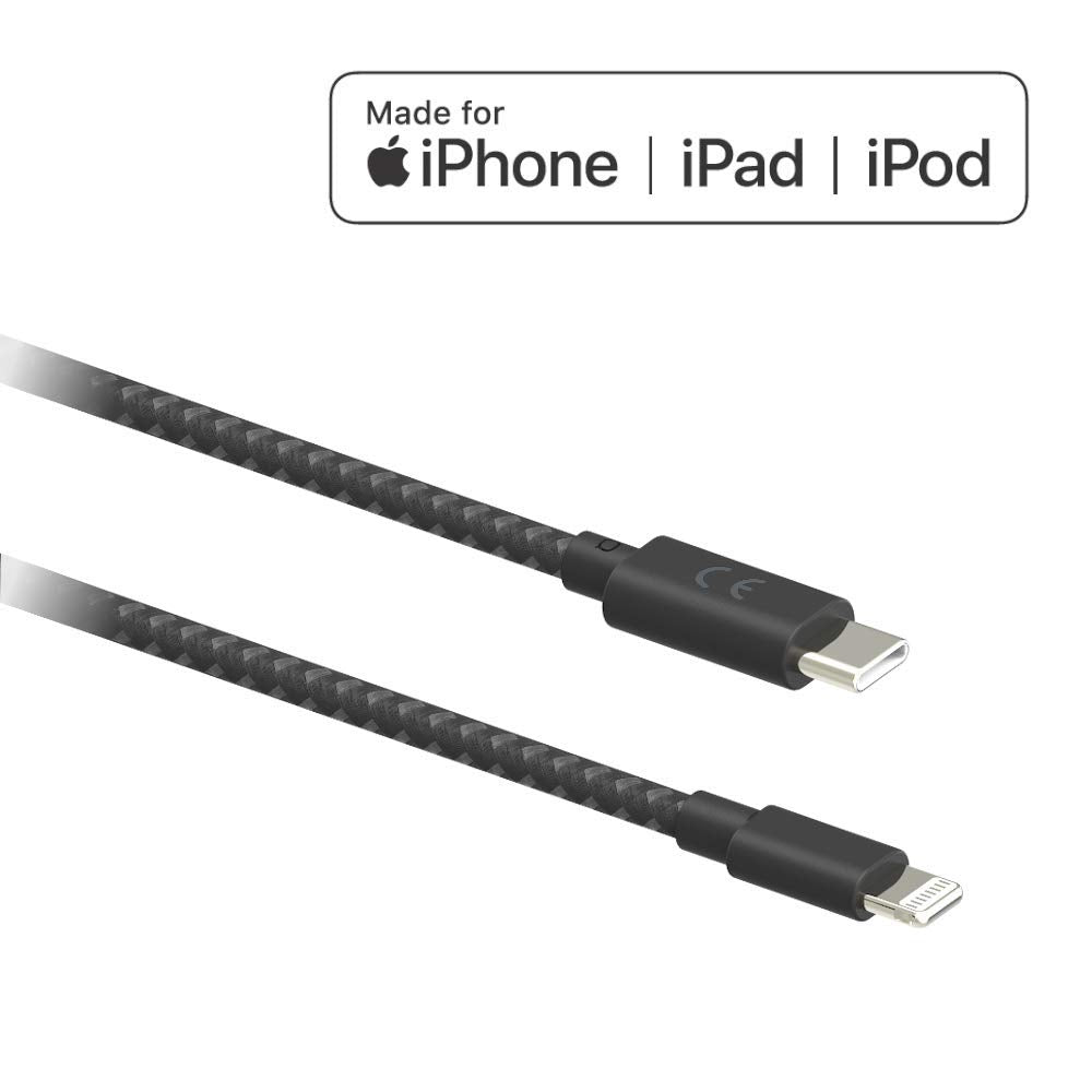 [2-Pack] Motorola 1.5m (4.9ft) Premium Braided Nylon USB-C to Lightning Data/Charging Cables for Fast Charging iPhone 12, 12 Pro, 11, 11 Pro, X, XR…