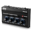 4-Channel Portable Stereo Headphone Amplifier - Professional Multi Channel Mini Earphone Splitter Amp w/ 4 ¼” Balanced TRS Headphones Output Jack