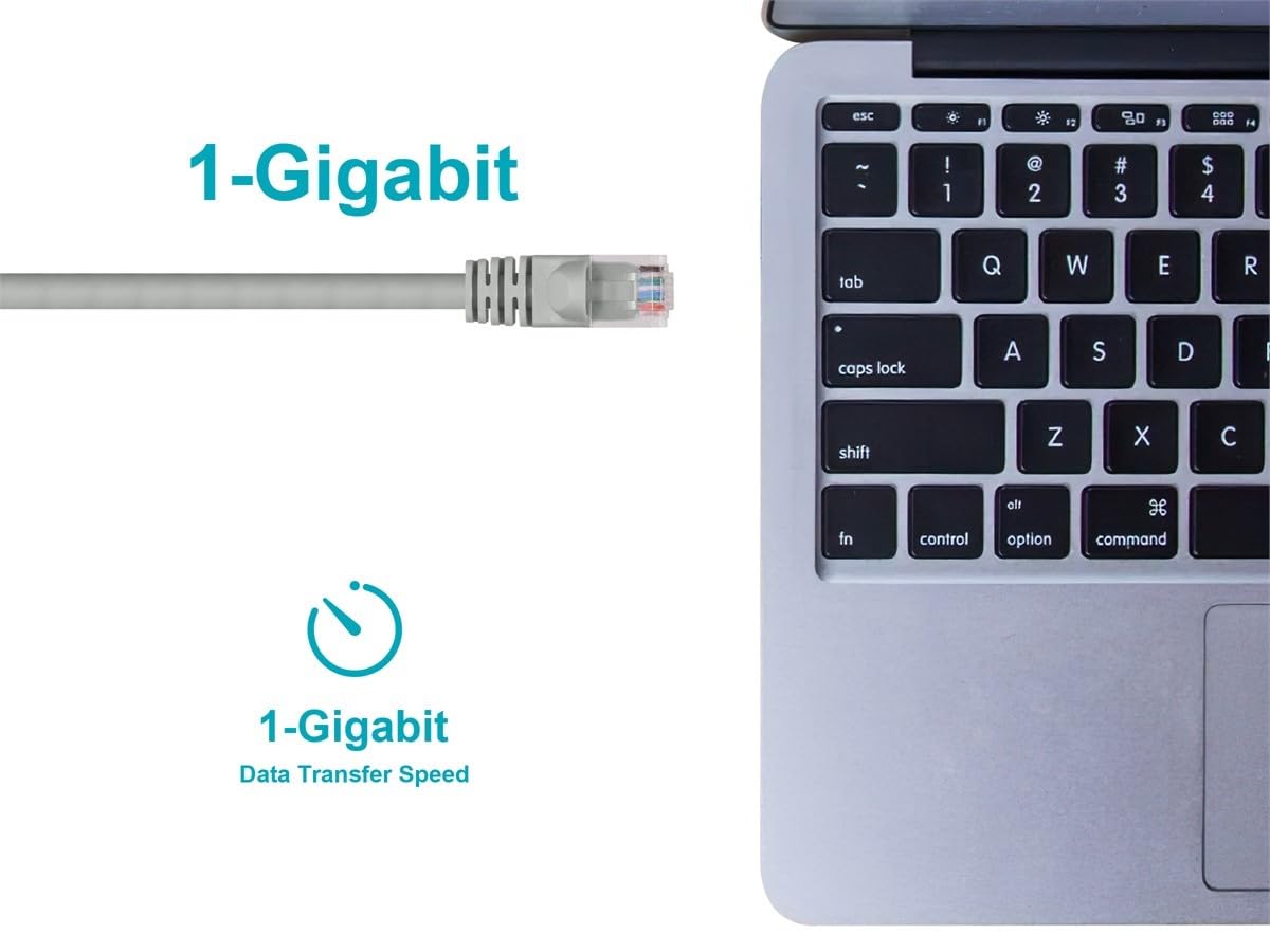 Monoprice Cat5e 100ft Gray Patch Cable UTP 24AWG 350MHz Pure Bare Copper Snagless RJ45 Fullboot Series Ethernet Cable