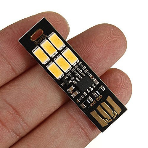 Yitee 5pcs LED Circuit Boards USB Light Keychain Super Bright 6 LEDs Mini USB Light Lamp with Smart Touch Electrodeless Dimming Switch for Laptop