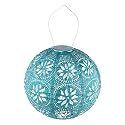 Allsop Soji Stella - Brights Geo Palm - 12" Outdoor Solar Lantern - Mineral Green