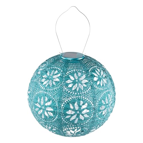 Allsop Soji Stella - Brights Geo Palm - 12" Outdoor Solar Lantern - Mineral Green