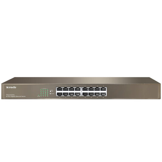 Tenda TEG1016G, 16 Port Gigabit Switch, Unmanaged Rackmount Ethernet Switch with Traffic Optimization, Plug & Play, Fanless Quiet & Metal Design