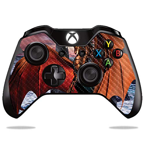 MightySkins Carbon Fiber Skin for Microsoft Xbox One or S Controller - Dragon Reign | Protective, Durable Textured Carbon Fiber Finish | Easy
