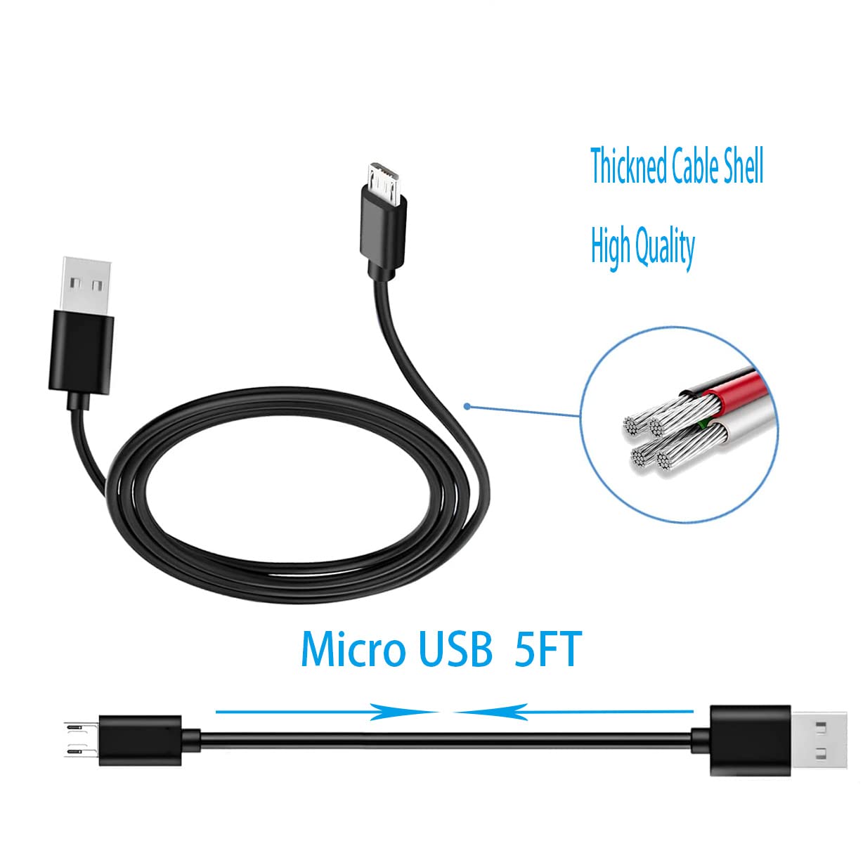 LIAUBN USB Micro BlueParrott Charger Cable Compatible with BlueParrott B350-XT, B450-XT, S450-XT, B350XT, B350 XT, B450XT, B550-XT Wireless NC