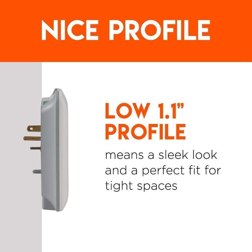 ECHOGEAR Outlet Extender Multiplug 2 Pack with 3 AC Outlets & 2 USB Ports - Low Profile Design Sits Just 1.1" from Wall - Protects Your Gear with 540