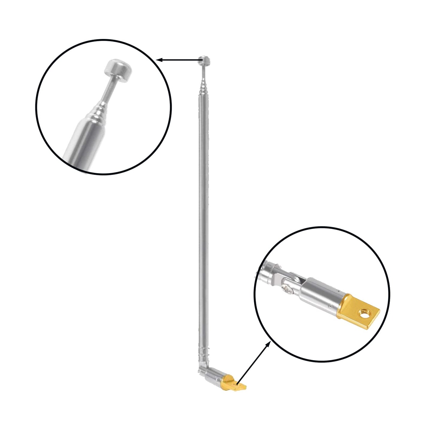 AEDIKO 5pcs Telescopic Antenna 6 Sections 65cm AM FM Antenna Portable Radio Antenna Replacement for Radio, TV and Other Electric Products