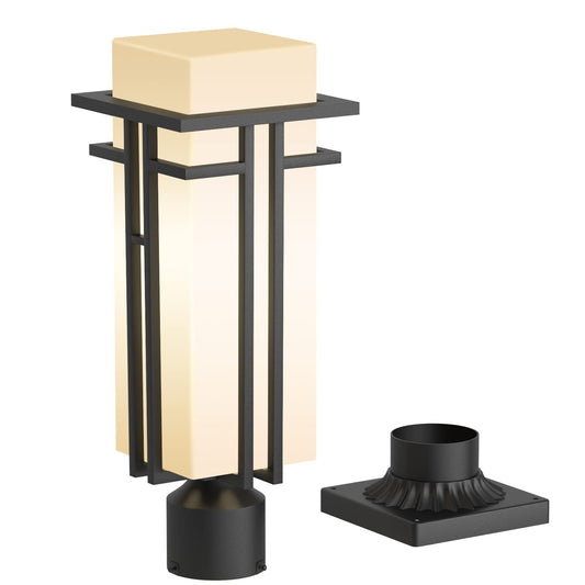Yoenecea Outdoor Post Light Fixture - Aluminum Lamp Posts Outdoor Lighting, Outdoor Lightpost Lantern with 3-Inch Pier Mount Base Outside Pole