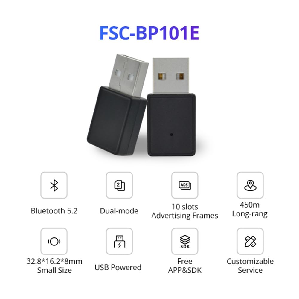 Feasycom Long Range 450m programmable BLE Bluetooth USB BT5.2 ibeacon eddystone Beacon for Android and iOS