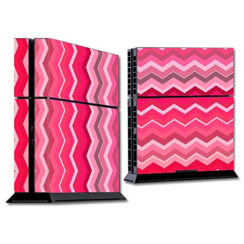 Skin Decal Vinyl Wrap for PS4 Sony Playstation Console (Skins only) / Red Pink Chevron