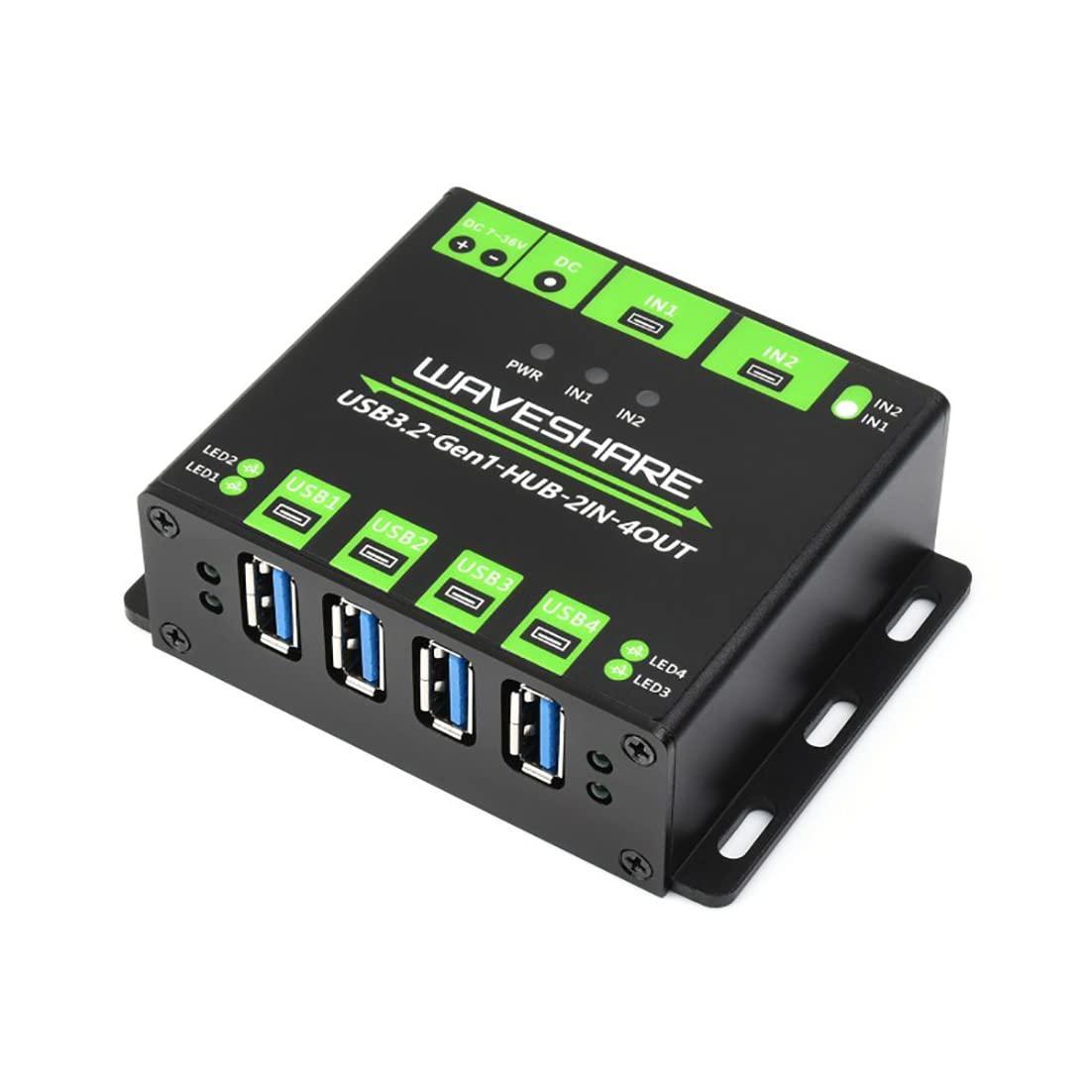 Industrial Grade USB 3.2 HUB, Switchable Dual Hosts, Multi Protections, Extending 4X USB Ports, 2 in 4 Out, Multi OS