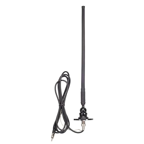 Rubber Antenna AM/FM for Car, RVs, Boat - 15" with 96" Cable, 180-degree Swivel Base
