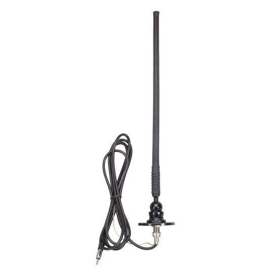 Rubber Antenna AM/FM for Car, RVs, Boat - 15" with 96" Cable, 180-degree Swivel Base