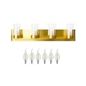 LYTIO 4-Light LED Vanity Bar Light - Modern Bathroom Wall Lamp to Install Over The Sink or Mirror - Includes LED Bulbs (Brass)
