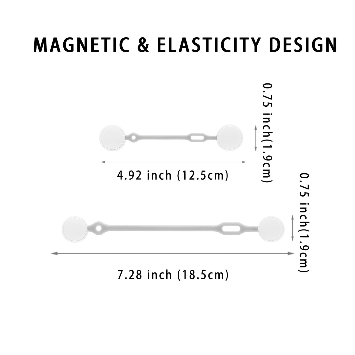 Upgraded Silicone Magnetic Cord Ties (6-Pack White) - Flexible & Washable Cable Organizer for Electronics, Kitchen, DIY - No-Slip Clips, Stronger Than