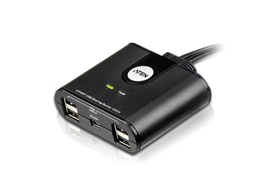 ATEN US224 2 x 4 USB 2.0 Peripheral Sharing USB Switch 2 Computers Share 4 Devices Simple Remote Port Selector Included Supports Optional USB Power