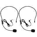 VOVIGGOL 2Pcs Microphone Headset Mic, Flexible Wired Boom for Voice Amplifier, 3.5mm Connector Jack Headset Microphone for Singing, Speaking