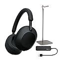 Sony WH-1000XM5 Wireless Noise Canceling Over-Ear Headphones (Black) Bundle with 4-Port USB 3.0 Hub and Alloy Headphone Stand (3 Items)