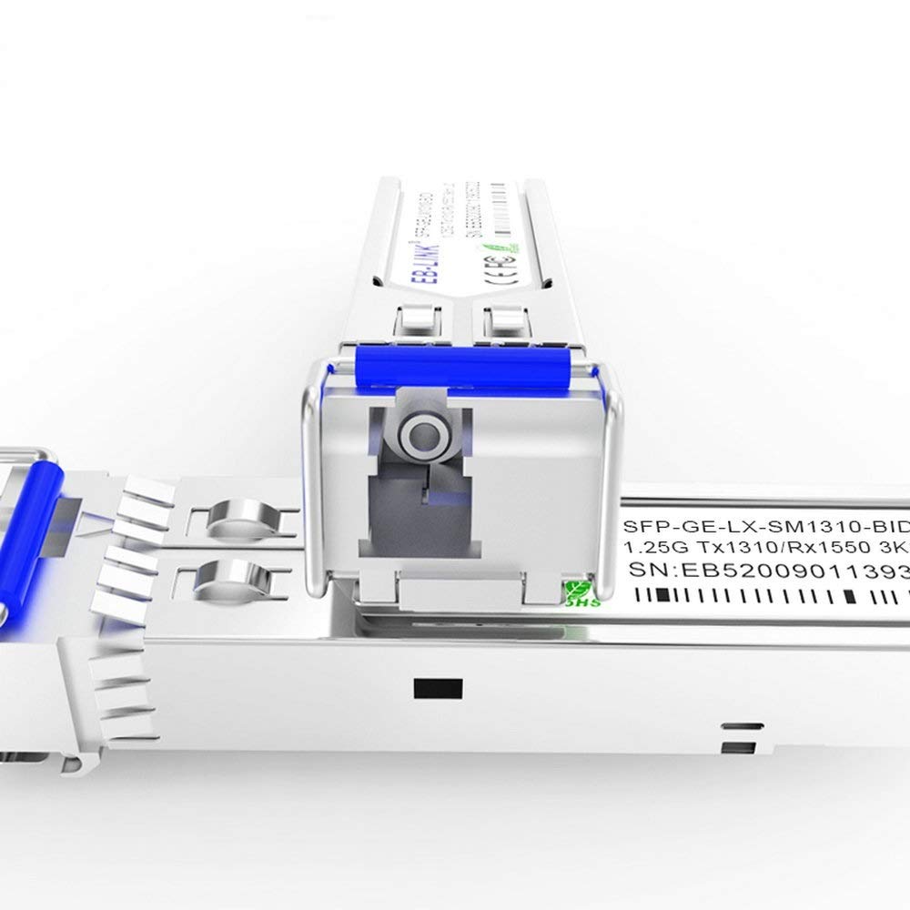 EB-LINK 1 Pair GLC-BX-U & GLC-BX-D 1.25G 1310/1550nm 10KM BIDI WDM SFP Transceiver Module