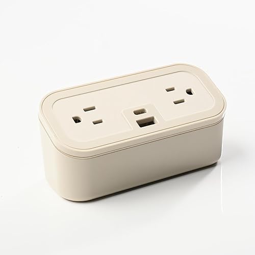 CubieMini - Tabletop Power Strip Charging Station with Outlets and USB Ports (Latte)