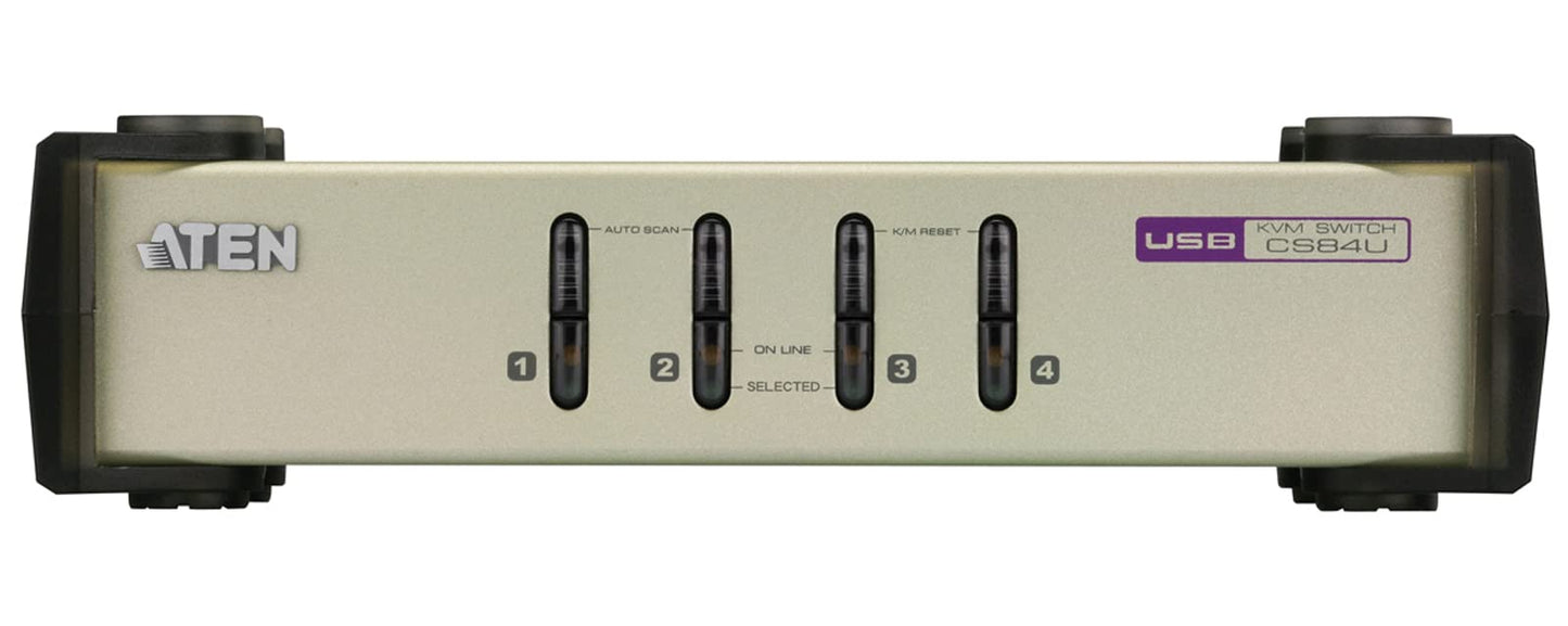 ATEN CS84U 4-Port PS/2-USB KVM VGA Switch - Control up to 4 VGA Computers for Windows, Linux, Mac, and Sun