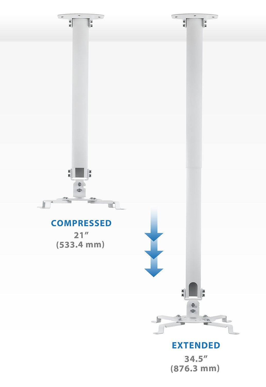 Mount-IT! Projector Ceiling Mount [30 lbs Capacity] Universal Bracket | 360 Full Motion with Tilt and Swivel Rotate | Adjustable Pole Height from
