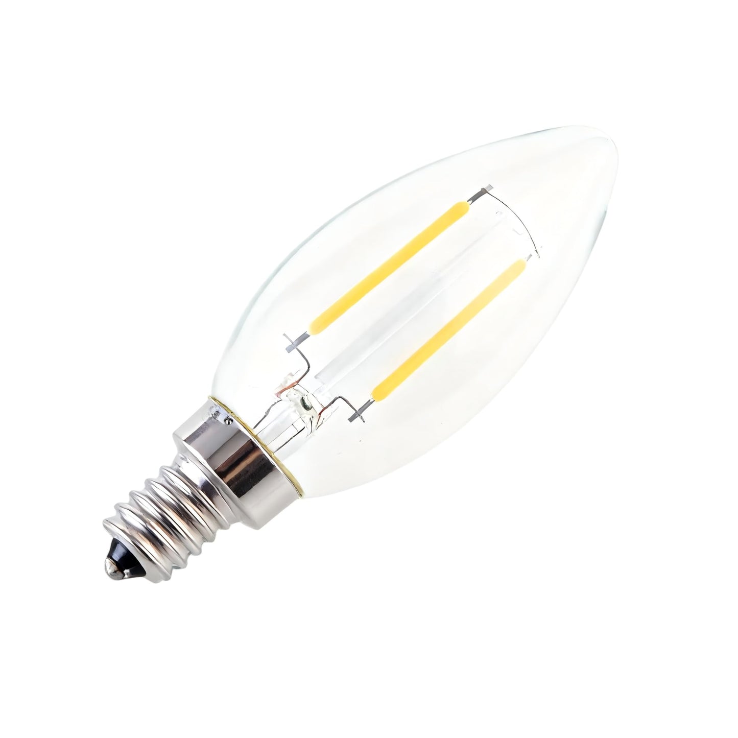 KONPWAY 12V LED Candelabra Light Bulbs Low Voltage - Warm Light 2W E12 Small Base 25W Equivalent - DC Bulb for RV, Solar Panel Project, Boat, Garden