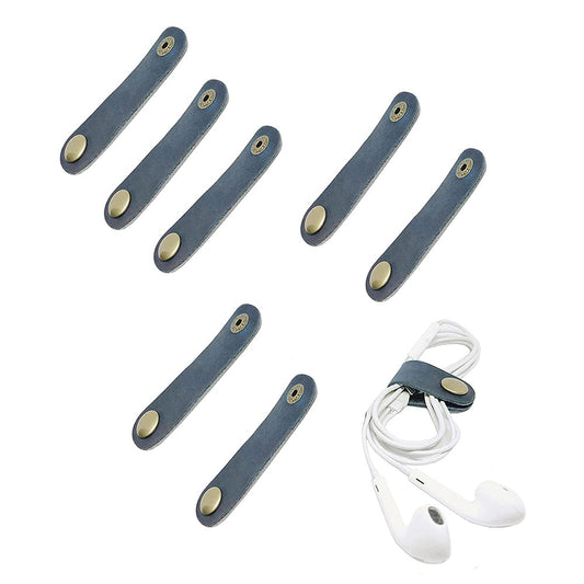 YohokGo Leather Cable Organizer with Snap Button, Reusable Cord Wrap for Charger Cables, USB Cords, Earbuds, Desk & Travel Cable Management 8Pack