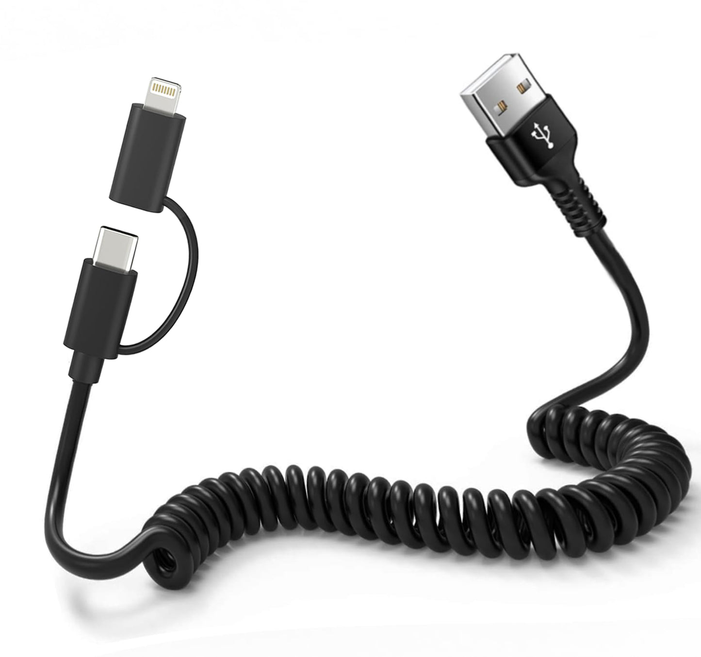 USB A to USB C & Lightning Cable - Support Apple Carplay & Android Auto Cable for iPhone 16/15/14/13/12/Android [MFi Certified] 3A Fast Charge & Data…