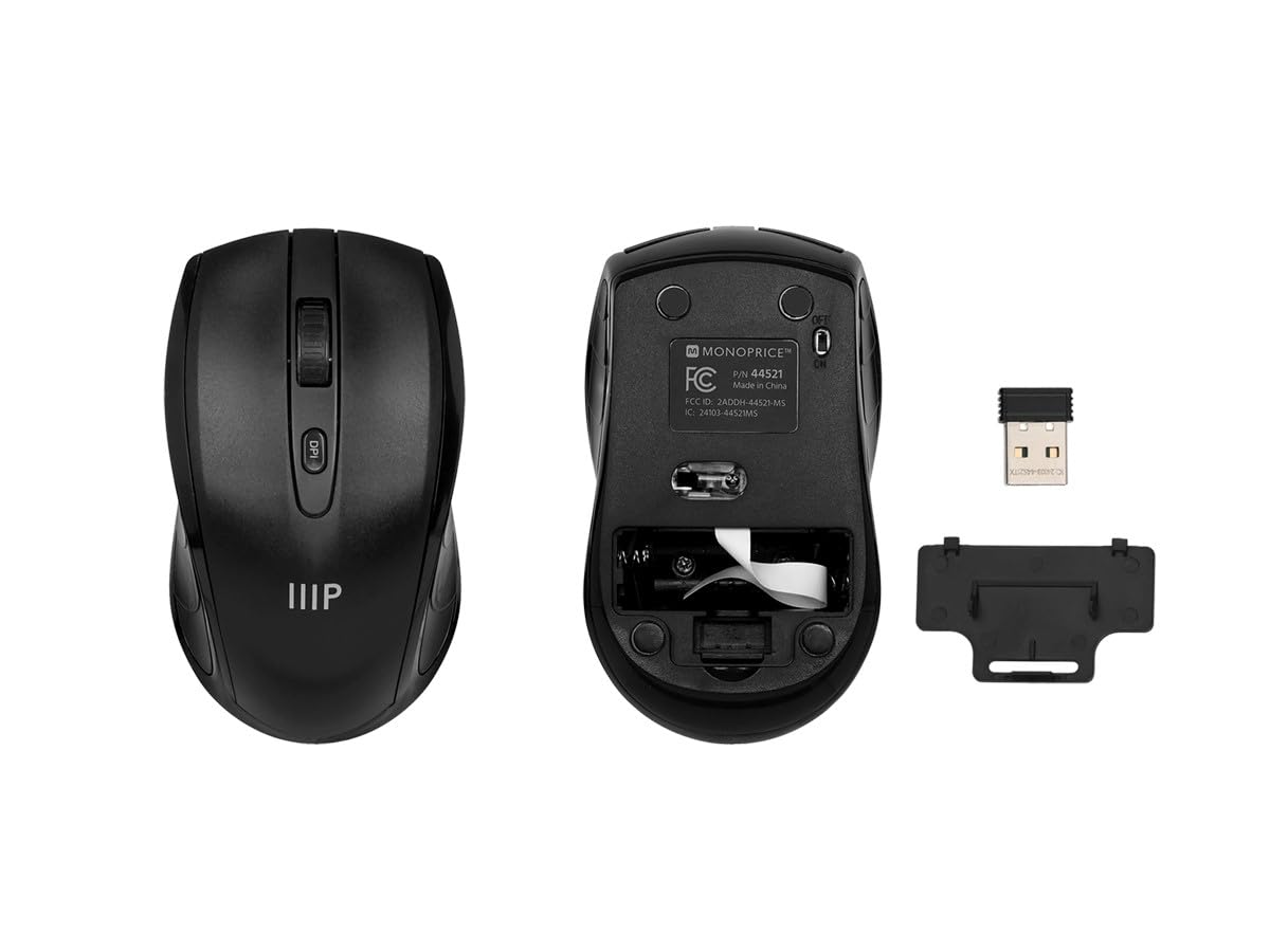 Monoprice Wireless Membrane Keyboard and Optical Mouse Combo, Full?Size 104?Key Keyboard, 2.4 GHz Wireless Receiver, for Both Home and Office Use