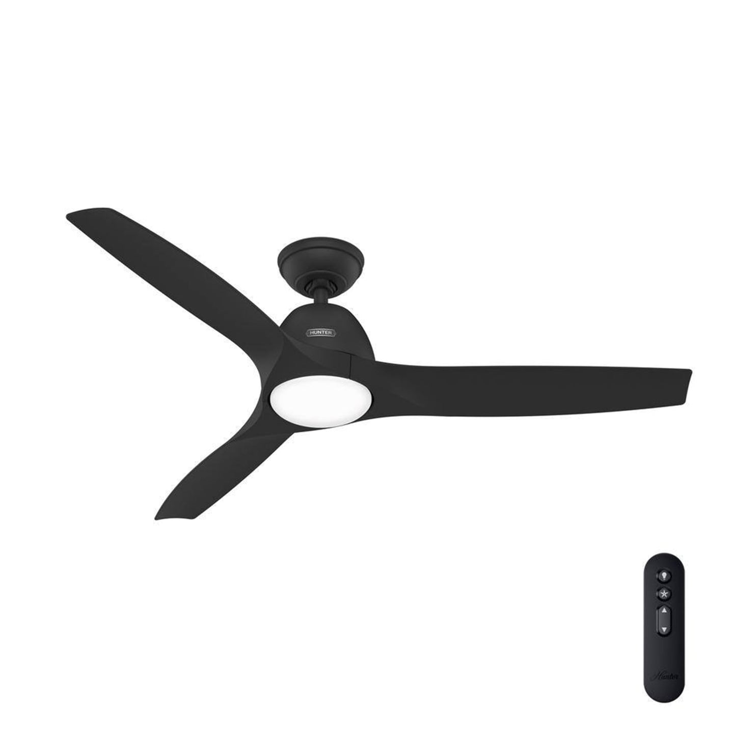 Hunter Fan 52 inch Indoor/Outdoor Matte Black Ceiling Fan with Light and Remote Control for Bedroom, Living Room, Dining Room, Kitchen, Office, Patio