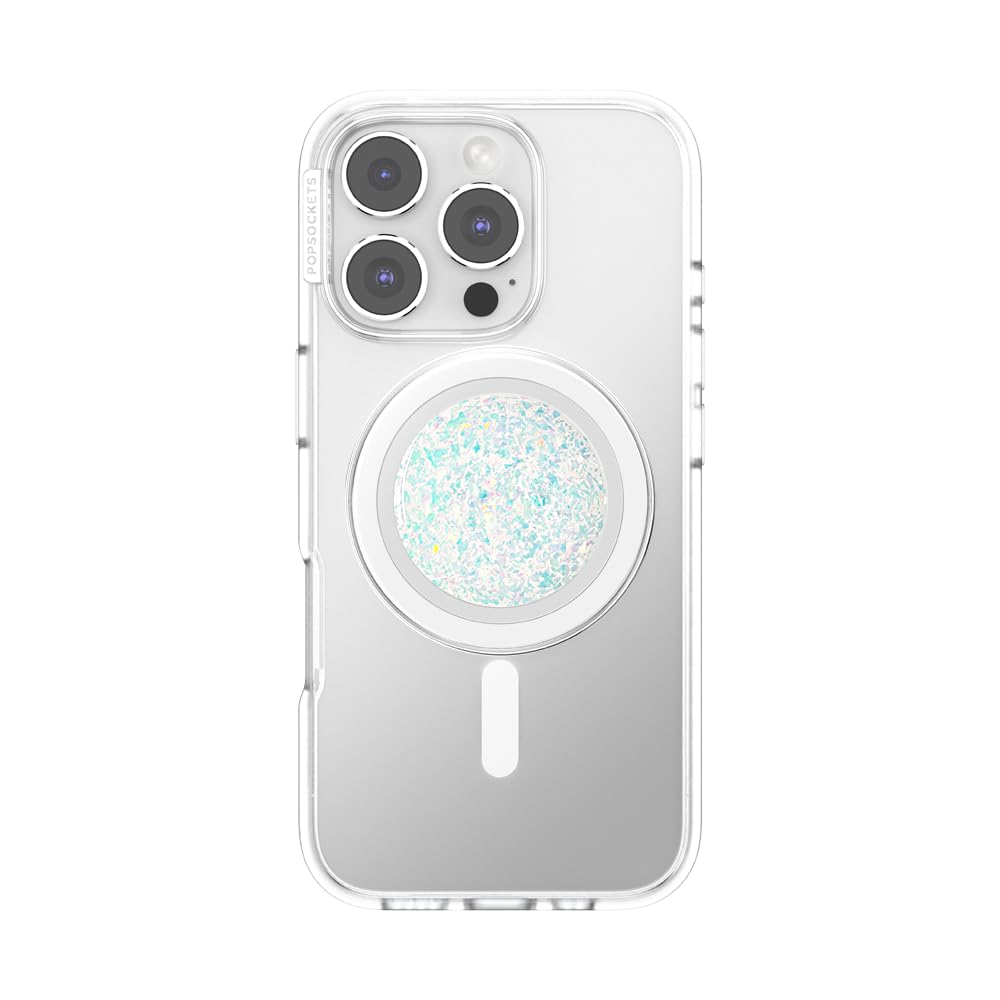 PopSockets Phone Grip for MagSafe, Magnetic Holder, Phone Stand, Glitter - Iridescent Confetti White