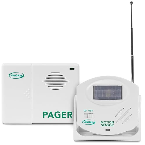 Smart Caregiver Wireless Motion Sensor Alarm System with Pager for Fall and Wandering Prevention | Mountable Motion Detector Alarm Alerts Medical