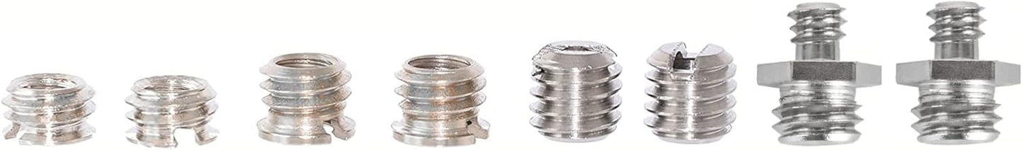 8 Pack Bushing/Male to Male Adapter Assortment 1/4" to 3/8" for Tripod Clamp, Plate, Head Desmond