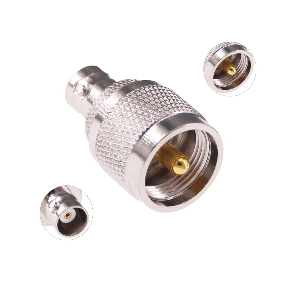 RFaha 2pcs UHF Male PL259 PL-259 to BNC Female RF Coax Adapter UHF to BNC Coaxial Connector(F50-2)