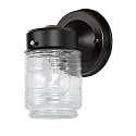 Design House Jelly Jar 1 Light Wall Light, Oil Rubbed Bronze, Outdoor Downlight, Clear Glass, Wet Rated, 7.5 in H x 4.5 in L x 5.25 in W, 60W Medium