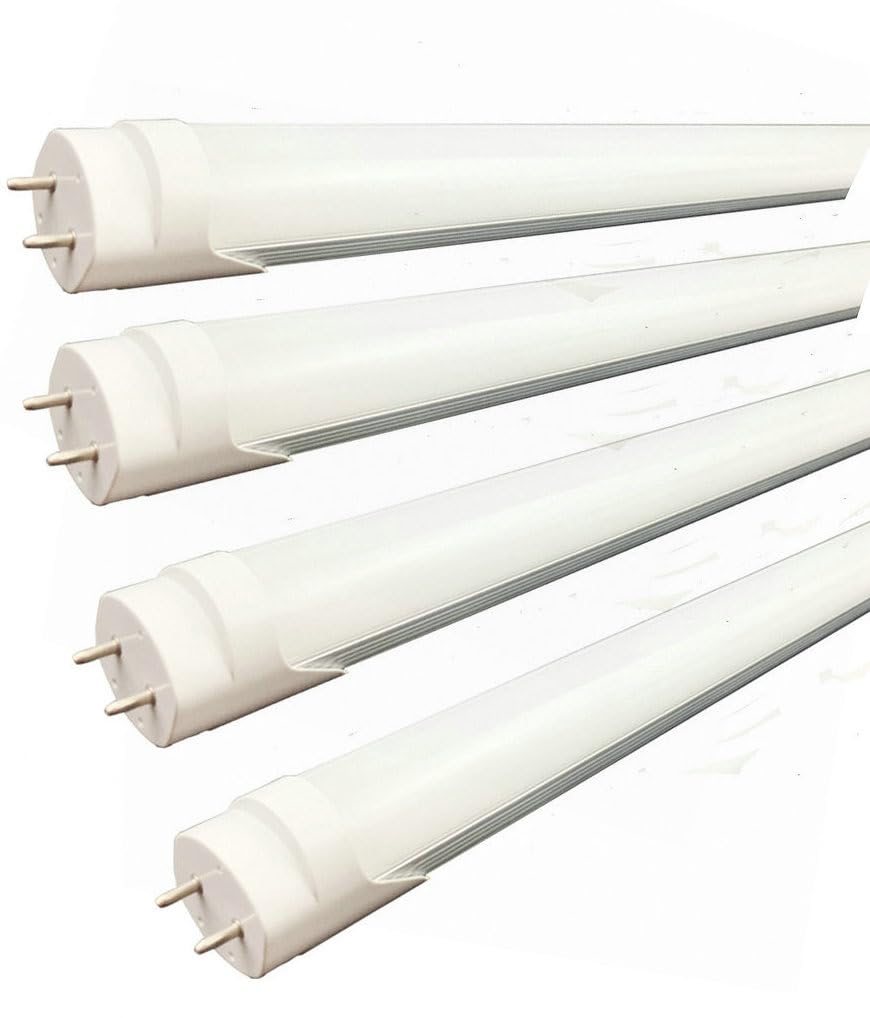 KRLED 4-Pack of T8 LED Light Tube, 4ft, 18W (36W Equivalent), 4000K (Natural White), Double Ended Power, Frost Cover