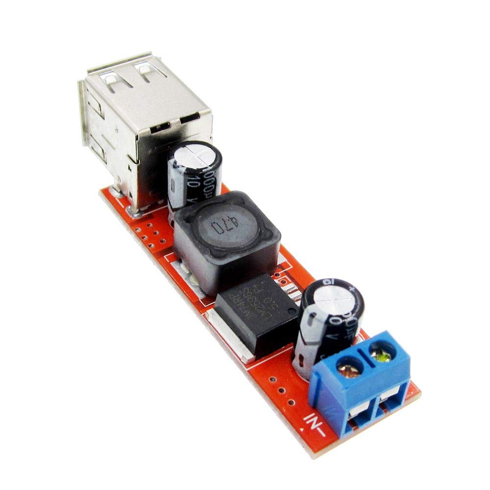 DAOKI 5Pcs Dual USB Step-Down Power Module LM2596 Double USB Step-Down Converter Module DC 6V-40V to 5V 3A Double USB Charge DC-DC 9V/12V/24V/36V…
