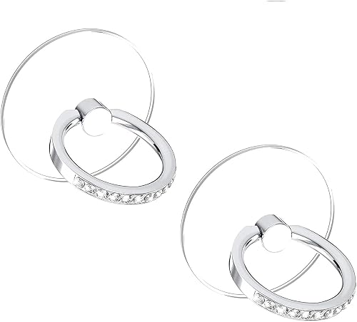 2Pcs Silver Cell Phone Ring Holder Stand Compatible with All Smartphones Accessories Transparent Phone Ring Finger Grip 360 Degrees Rotation Ring