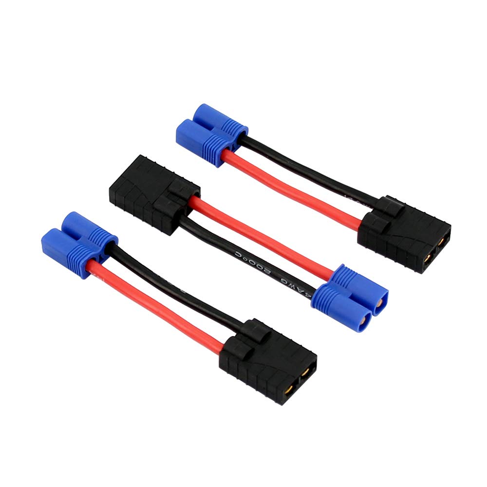 3pcs Compatible with TRX Female to EC3 Male Connector Adapter with 14awg 5cm/2inch Wire(BDHI-07)