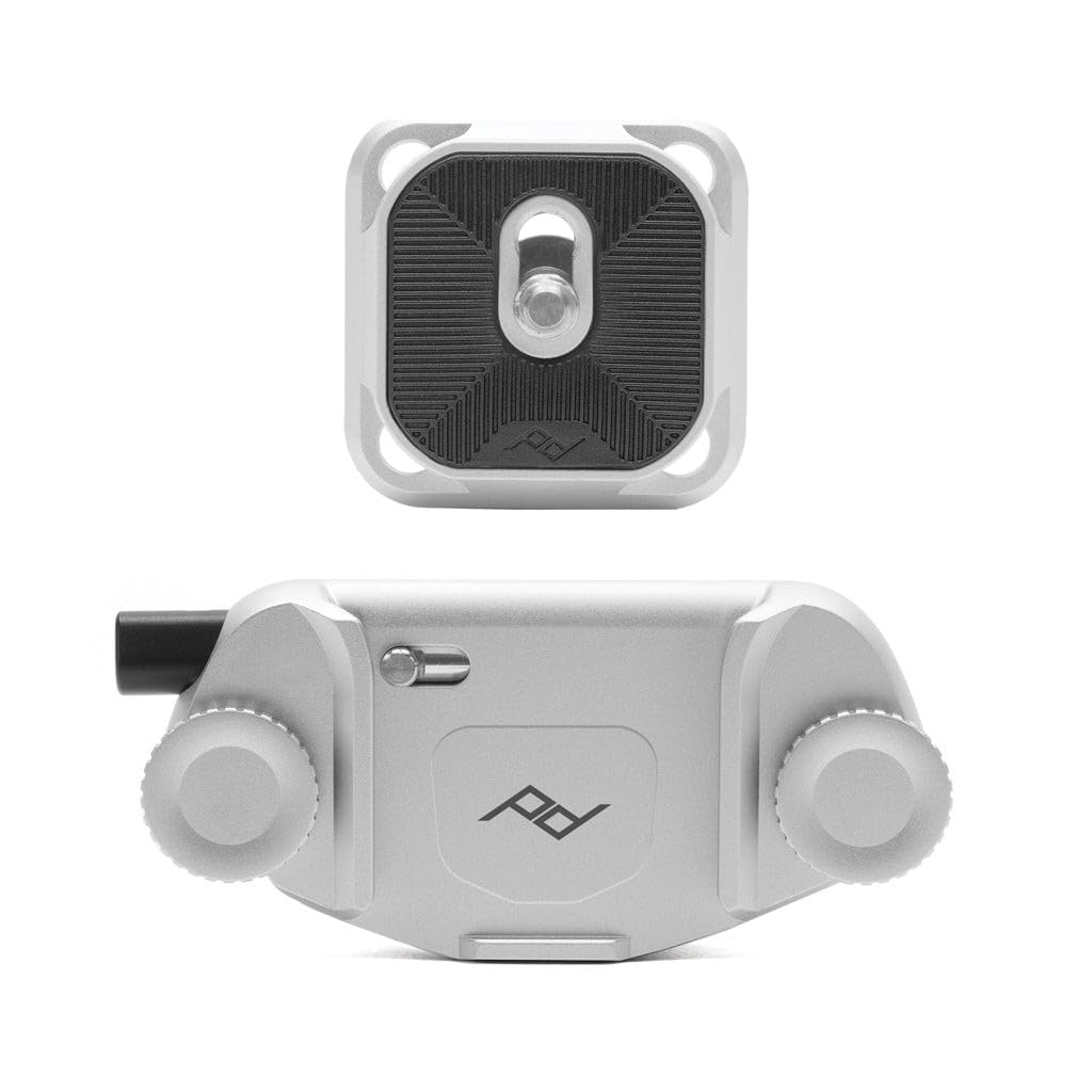 Peak Design Capture Camera Clip V3, Silver with Plate, Holds DSLR, Compact and Point and Shoot Bodies, Secure, Stable and Accessible, Attaches