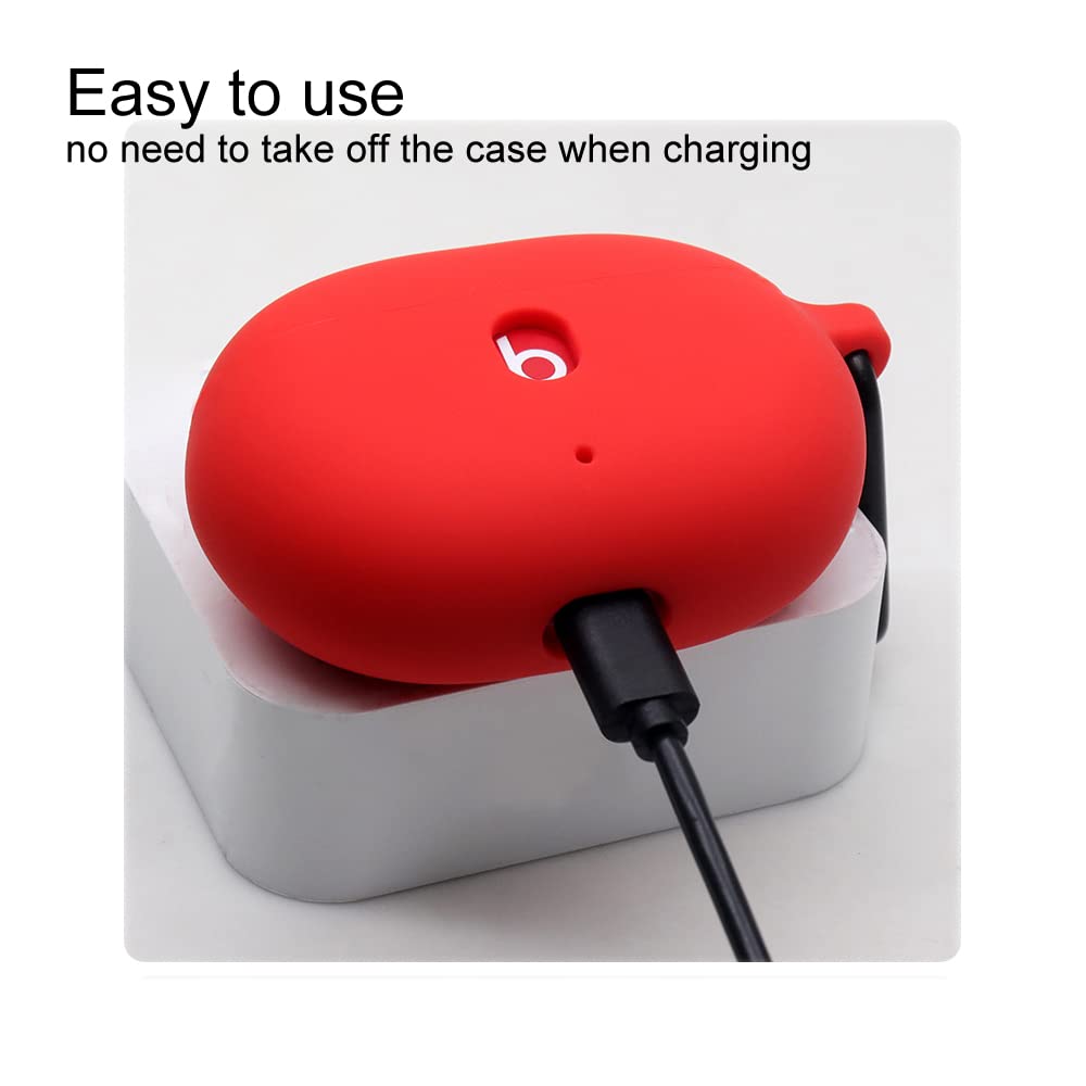 Claiol Silicone Case for Beats Studio Buds 2021/2023, Premium Shockproof Silicone New Beats Studio Buds Case Cover with Keychain. (Black)