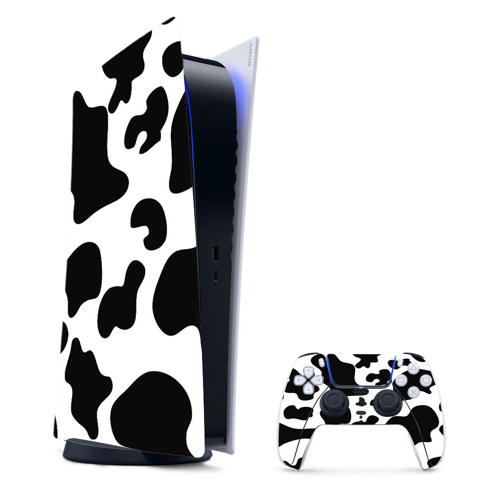 MightySkins Gaming Skin for PS5 / PlayStation 5 Digital Edition Bundle - Cow Print | Protective Viny wrap | Easy to Apply and Change Style | Made in