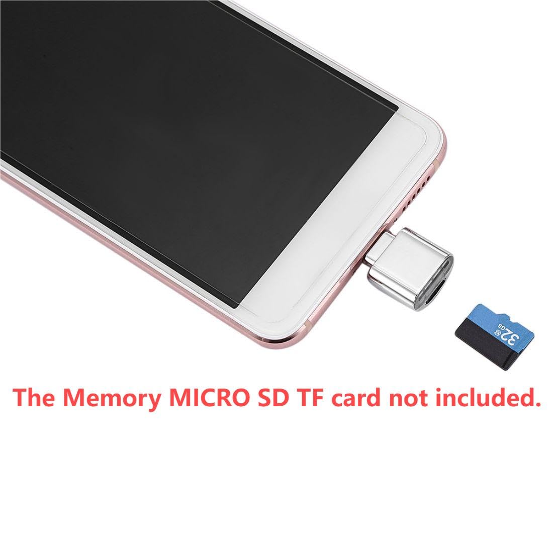 CY 2pcs USB Type C USB-C to Micro SD SDXC TF Card Reader Adapter for Laptop Cell Phone (2pcs/Set)