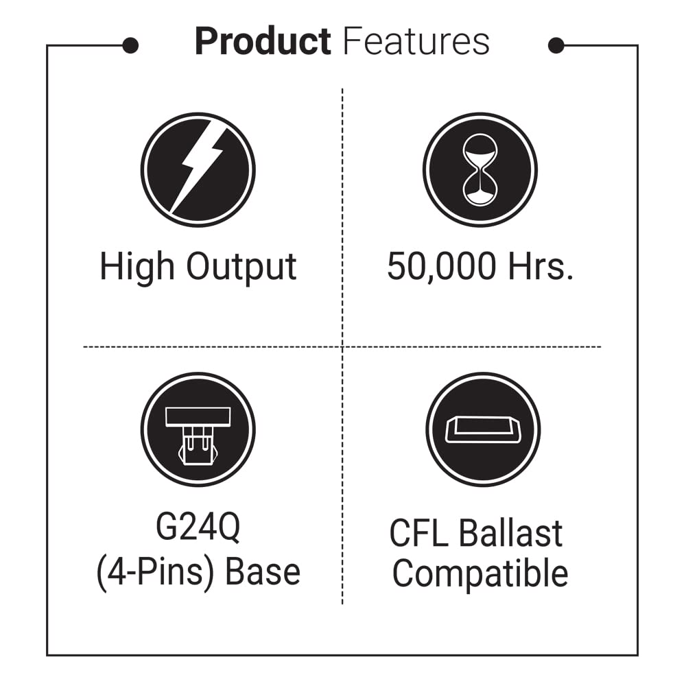 Euri Lighting EPL-2140Hv Non-Dim Hybrid (A+B) LED Vertical PL, G24Q, 12W (26W Equal) 1100lm, Bright White (4000K), 80 CRI, AC120-277V, 140° Angle,5YR
