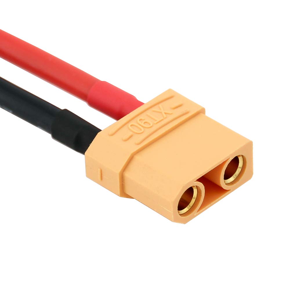 OliYin 2pairs XT90 Plug XT-90 Male Female Connector Silicone Wire with 3.93inch 10cm 12awg Battery Connect Cable(Pack of 2)