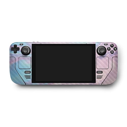 MightySkins Carbon Fiber Skin Compatible with Valve Steam Deck - Pastel Wave | Protective, Durable Textured Carbon Fiber Finish | Easy to Apply…