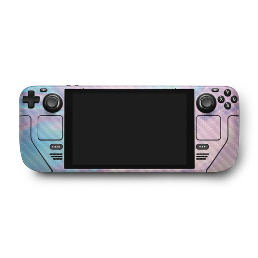 MightySkins Carbon Fiber Skin Compatible with Valve Steam Deck - Pastel Wave | Protective, Durable Textured Carbon Fiber Finish | Easy to Apply…